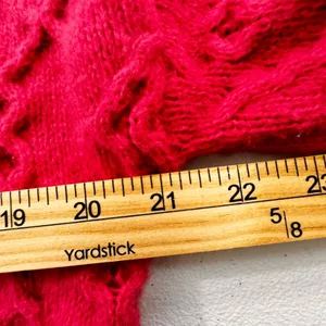 Vibrant pink Geometric Knit Mock Neck Sweater with Black White Trim Women's M‎ thumbnail 2