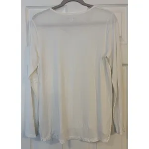 Tory‎ Burch Sport T-Shirt Womens LG White Hi/Lo Modal Long Sleeve Stretch Layer thumbnail 2