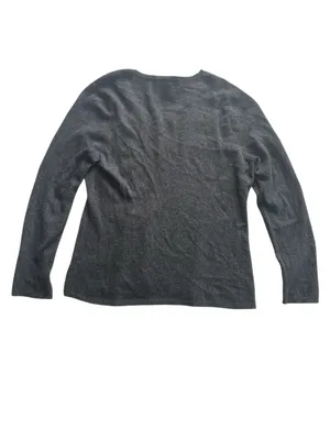 100% Cashmere Ann Taylor V Neck Sweater Charcoal Grey Minimalist Preppy Luxury thumbnail 5