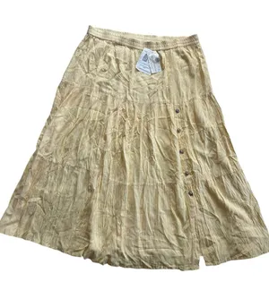 Vintage Butter Yellow Maxi Skirt Boho Cottage Hippie Western Earthy Indie thumbnail 1