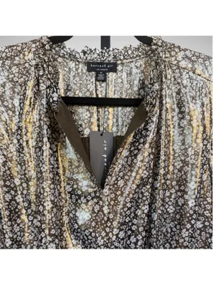Current Air Gold Metallic Floral Midi Dress Brown Size M thumbnail 4