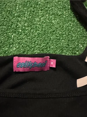 Edikted Black Ribbed Camisole with White Bow Details and Pink Tag thumbnail 2