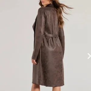 Windsor - Brown Chic Impression Faux Suede Belted Trench Coat thumbnail 2