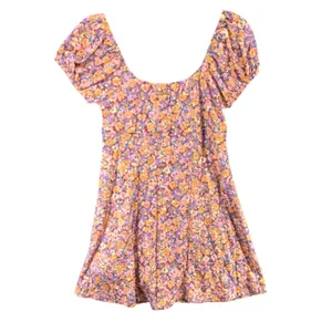 Billabong Dream Girl Mini Dress Womens M Orange Floral‎ Cottagecore Soft Girl thumbnail 5