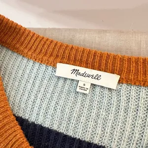 Madewell Thompson Heather Fawn Pocket Rainbow Stripe Pullover Sweater Size Small thumbnail 10