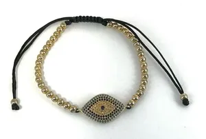 Rhinestone eye adjustable bracelet Gold thumbnail 1