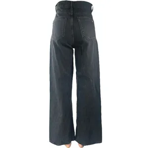 Zara Women's Black High Waisted Wide Leg Baggy Palazzo Denim Jeans Pants Size 0 thumbnail 3