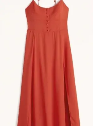 Abercrombie and Fitch Red Tie-Strap Corset Midi Dress thumbnail 4