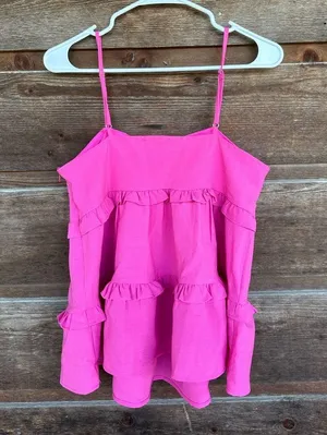 The Impeccable Pig Pink Ruffle Top thumbnail 2