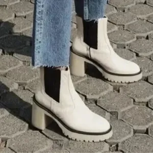 Free people Cream Ankle Chunky Heel Boots(Size 38.5/8.5) thumbnail 2