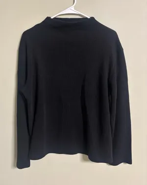 LRL Ralph Lauren Black Ribbed Mock Neck Long Sleeve Top Sweater Size XL Cotton thumbnail 1