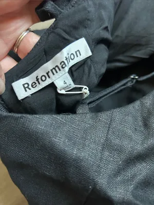 Reformation evette linen top in black thumbnail 3