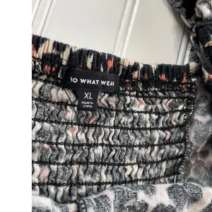 Who What Wear Animal Print Linen Blend Square Neck Puff Sleeve Mini Dress XL thumbnail 7