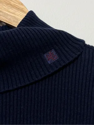 Ralph Lauren Navy Sweater Women’s Size Medium Turtleneck Cotton Luxury Old Money thumbnail 5