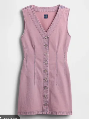 Gap Womens Mauve Purple Acid Wash Button Down Denim Mini Dress Medium thumbnail 6