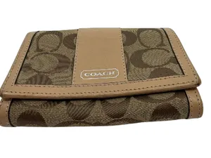 Coach Signature C Trifold Beige Canvas Wallet thumbnail 1