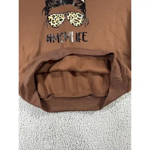 SheIn Mom Life Sweatshirt Women M Oversized Graphic Comfy Cheetah Messy Bun Motherhood thumbnail 11