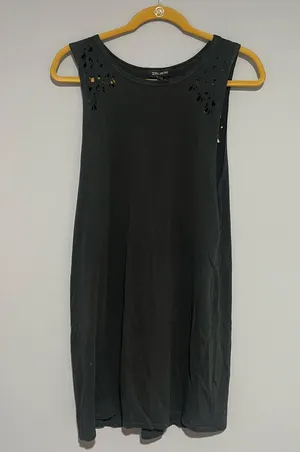 Billabong Dark Gray eyelet back mini dress tunic thumbnail 1