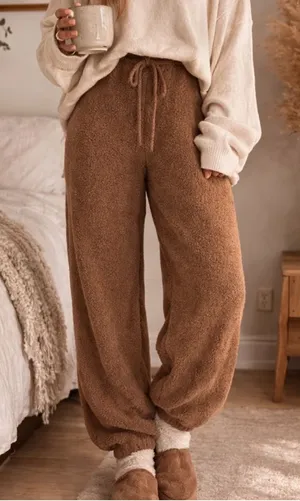 Skims Teddy Sherpa Fleece Joggers Size S/M Brown‎ thumbnail 1