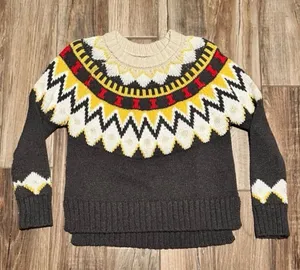 Aerie Fair Isle Sweater Soft Cotton Blend Loose Fit thumbnail 1