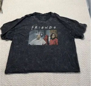 Friends TV Series Ross Monica Geller Graphic T-Shirt XL Charcoal Mineral Wash thumbnail 1