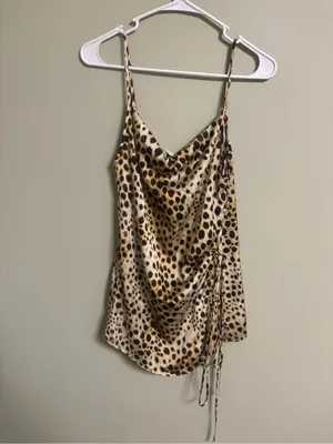 Zara Satin Effect Animal Print Side Tie Sleeveless Top Size XS New Blogger Trend thumbnail 2