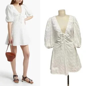 NICHOLAS Danni Bow-detailed Broderie Anglaise Mini Dress White Size US 8‎ thumbnail 2