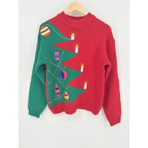 Knitworks Christmas Sweater Womens Medium Red Green Ugly Holiday Tree Vintage thumbnail 2
