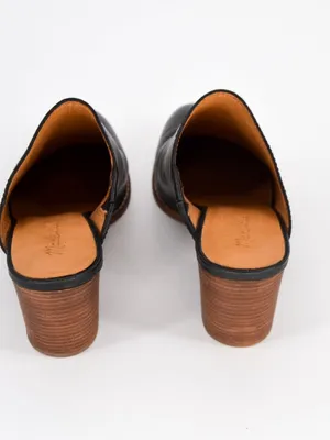 Madewell The Harper Mule Womens 8.5 Black Almond Toe Leather Stacked Block Heel thumbnail 5
