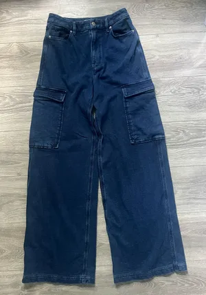Good American Dark Wash Wide Leg 90s Good Skate Cargo Sweatpants Jeans Size 8 29 thumbnail 1