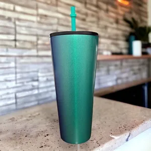 Starbucks NEW Stainless Steel Green & Blue Ombré 24 oz Tumbler with Straw thumbnail 3