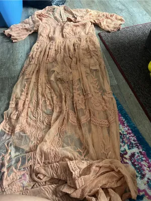 POL “Dress Me In Lace” Cotton Maxi Lace Romper Caramel Festival Coastal Boho M/L thumbnail 14