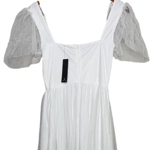 NWT Lulus Dreamy Celebration Sheer Tulle Bustier Swiss Dot Midi Dress S White thumbnail 7