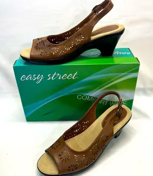 Easy Street Slingback Sandals Die Cut Leather Uppers 9 Kaley Tan‎ Brown New thumbnail 1