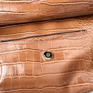 Nine West Cognac Brown Croc Embossed Textured Gold Chain Link Shoulder Bag Glam thumbnail 10