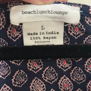 Beachlunchlounge Blue and White Sleeveless Midi Dress with Tie Front thumbnail 2