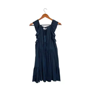 Free People Want Your Love Smocked Sleeveless Ruffle Babydoll Mini Dress Black S thumbnail 4