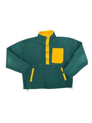 Wilo The Label Cozy Cosy Fleece Pullover Sweatshirt Teal/Marigold Green XS thumbnail 5