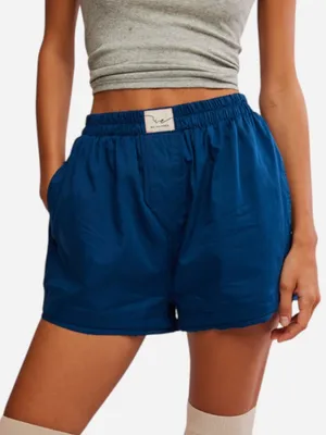 Free People Day To Day Blue Cotton Blend Loungewear Boxer Shorts Women’s Size XS thumbnail 1