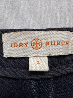 Tory Burch Christy Navy Wool Leather Trim Ankle Pants Size 2 thumbnail 4