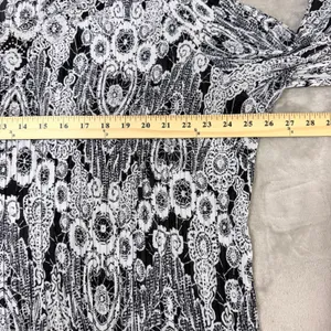 Avenue Blouse 30/32 Black White Whimsigoth Rhinestone Pleated Bell Sleeve Tunic thumbnail 7