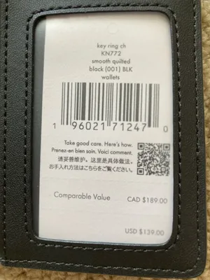 NEW Kate Spade Black Smooth Quilted Leather Card Holder Keychain Gold Hardware thumbnail 5