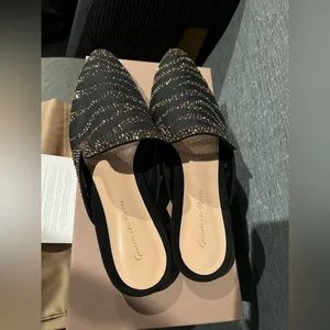 NIB GIANVITO ROSSI Raja Crystal Slide Shoe Shoes Black 8.5 thumbnail 6