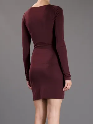 Alexander Wang T by women’s burgundy mesh inset fitted knit dress size small S thumbnail 6