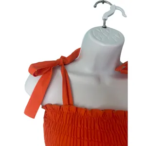 Chic‎ Me Orange Smocked Tie Shoulder Mini Dress Small Festival Beach Vacation thumbnail 3