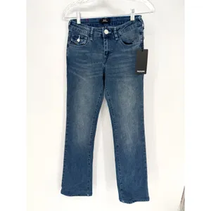 True Religion Billie Mid Rise Flap Straight Jeans Womens 24 Blue Y2K Indie Retro thumbnail 3
