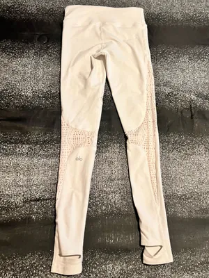 Womens XS Alo Yoga West Coast Laser Cut High Waisted Leggings- White thumbnail 2