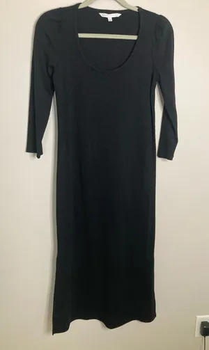 The Nines by HATCH Black Long Sleeve Scoop Neck Midi Dress thumbnail 1