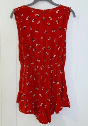 Billabong Red Floral Romper M thumbnail 3
