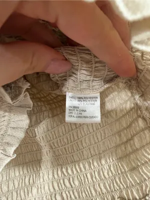 Gianni Bini Cream V-Neck Smocked-Waist Long Sleeve Blouse XS thumbnail 3
